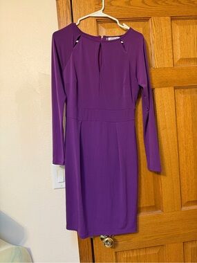Jennifer Lopez Purple Long-Sleeve Keyhole Sheath Dress